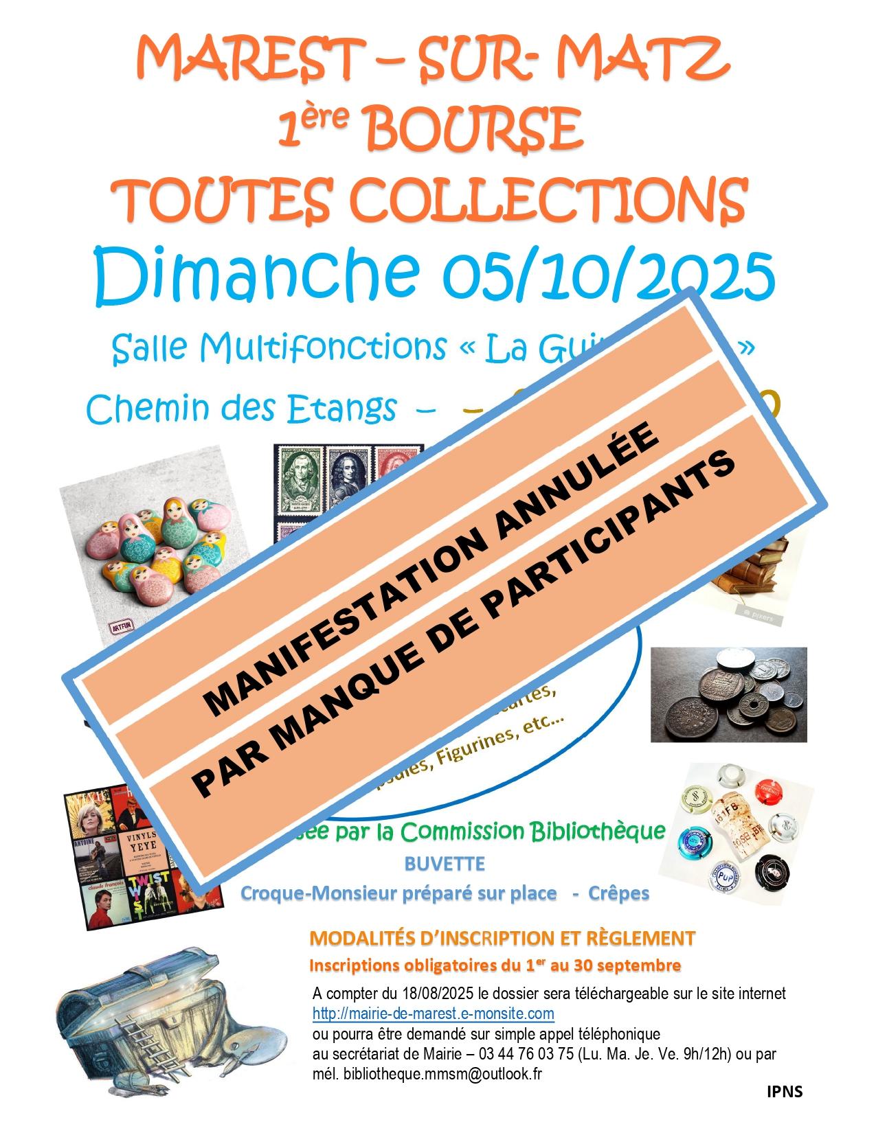 Annulation Bourse toutes collections